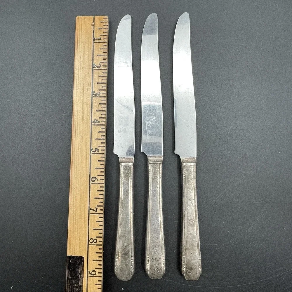 Oneida Community Elaine‎ 1926 Silverplate Hollow Handle Knives Lot of 3